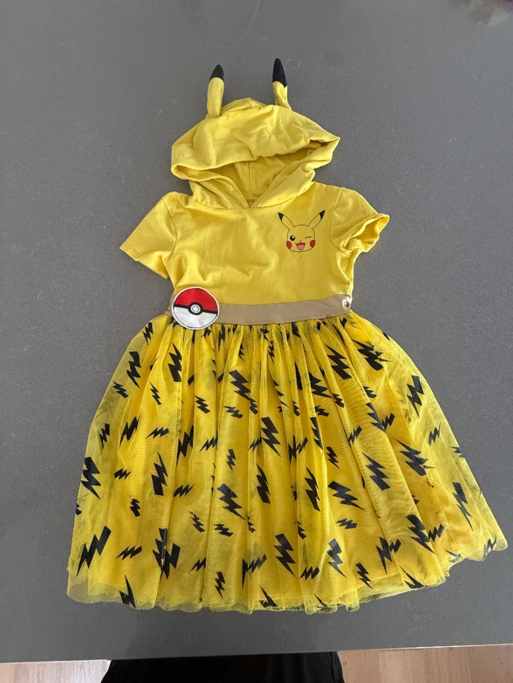 Girl's Pokemon XS (4/5) Pikachu Cosplay Tutu Yellow Hoodie Dress Costume